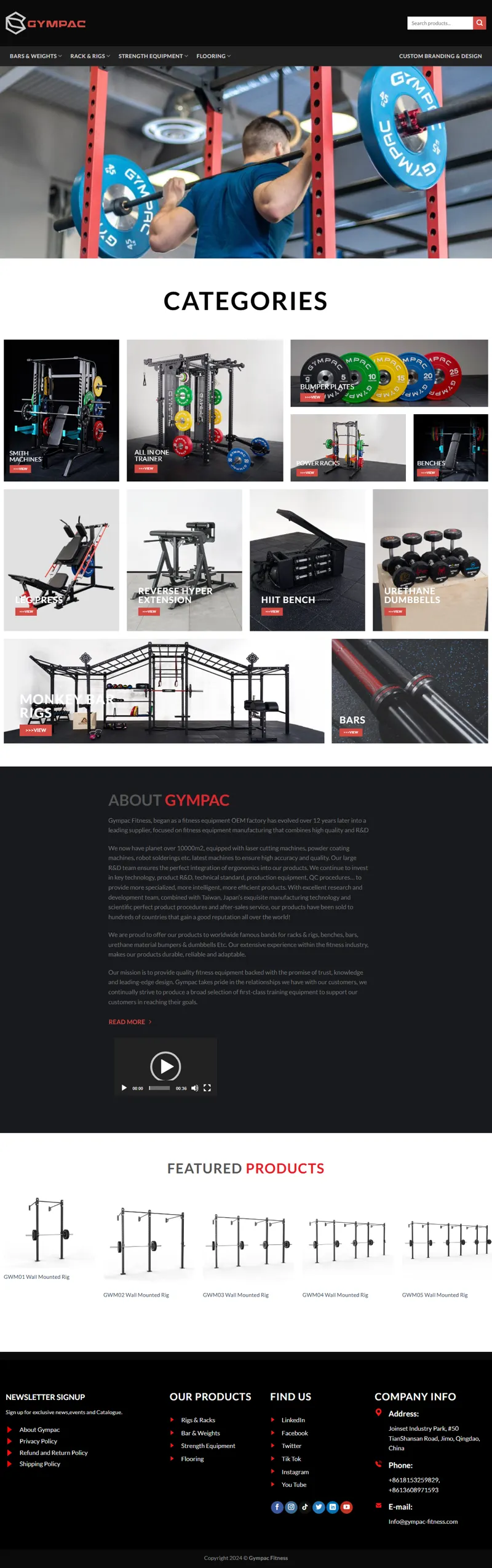 Gympac – Commercial grade fitness equipment manufacturer 网页长截图